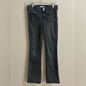 Abercrombie Kids Jeans Girls Size 13/14 LONG Low Rise Bootcut Gray Denim Stretch